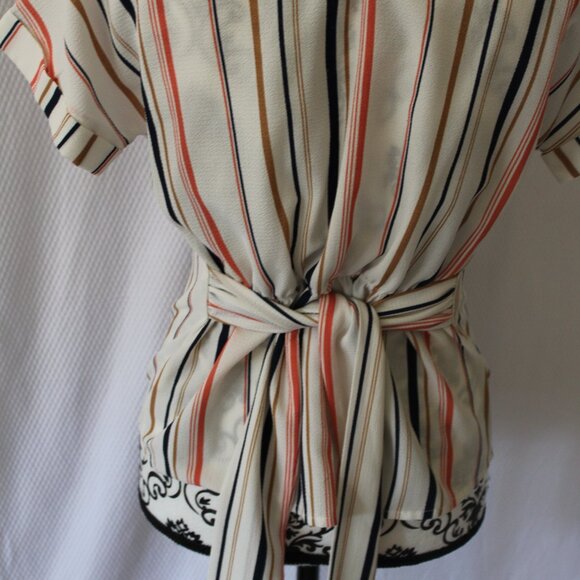 Monteau Blouse Striped Tie Back Classic Size Small Pre-Loved Good Condition - Picture 9 of 14